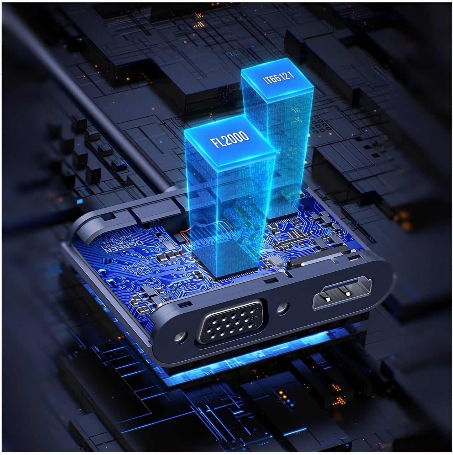 Video adaptér UGREEN CM449, USB-A - HDMI / VGA, Sivý