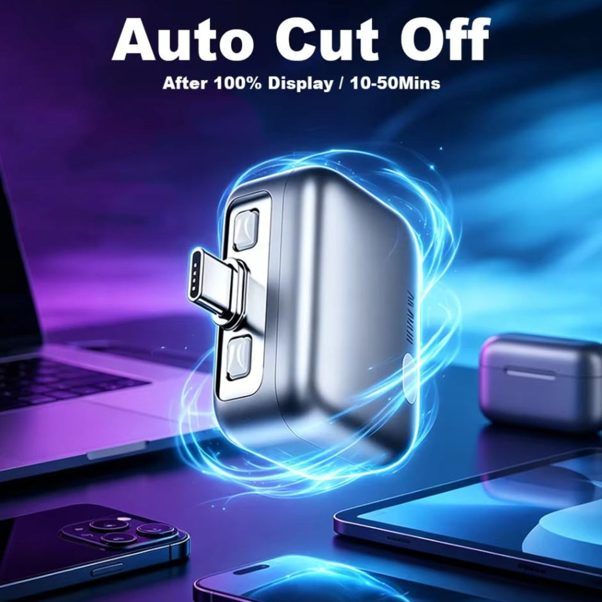 Forward KH-51 USB-C Auto Disconnect Car Adapter for Power Supply with Automatic Disconnection and Battery Protection, Silver