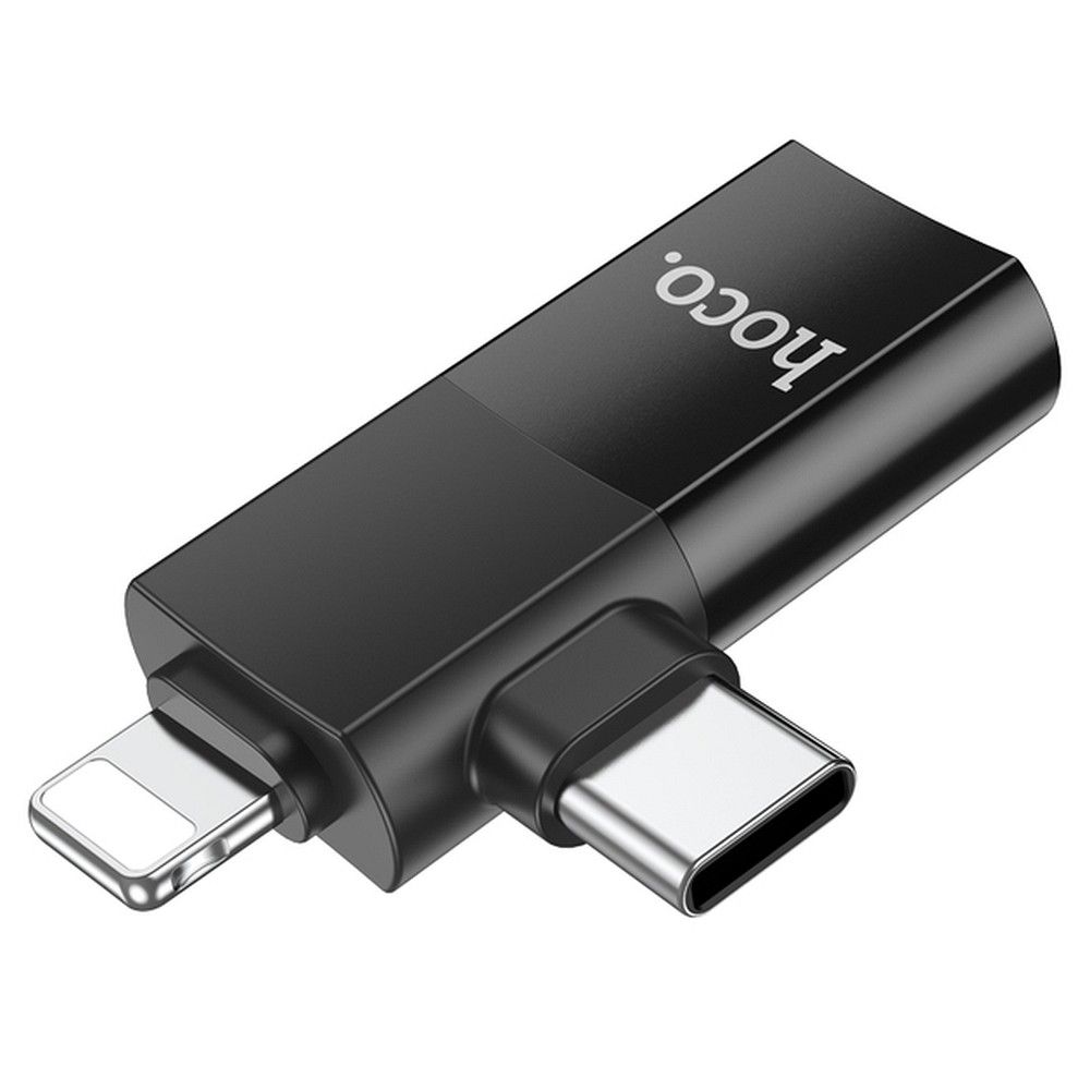 Adaptér OTG USB-C / Lightning - USB-A HOCO UA17, Čierny