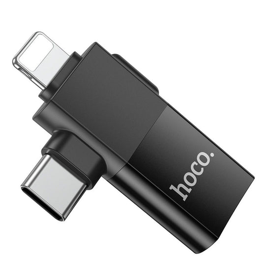 Adaptér OTG USB-C / Lightning - USB-A HOCO UA17, Čierny