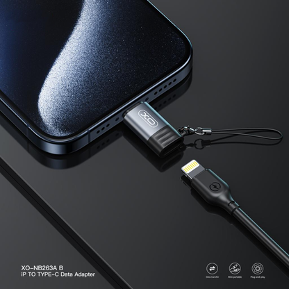 Adaptér na dáta a nabíjanie Lightning - USB-C XO Design NB263B, Čierny