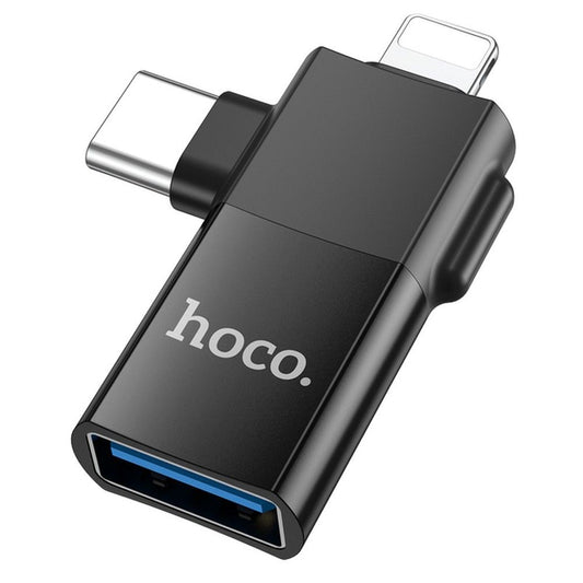 Adaptér OTG USB-C / Lightning - USB-A HOCO UA17, Čierny