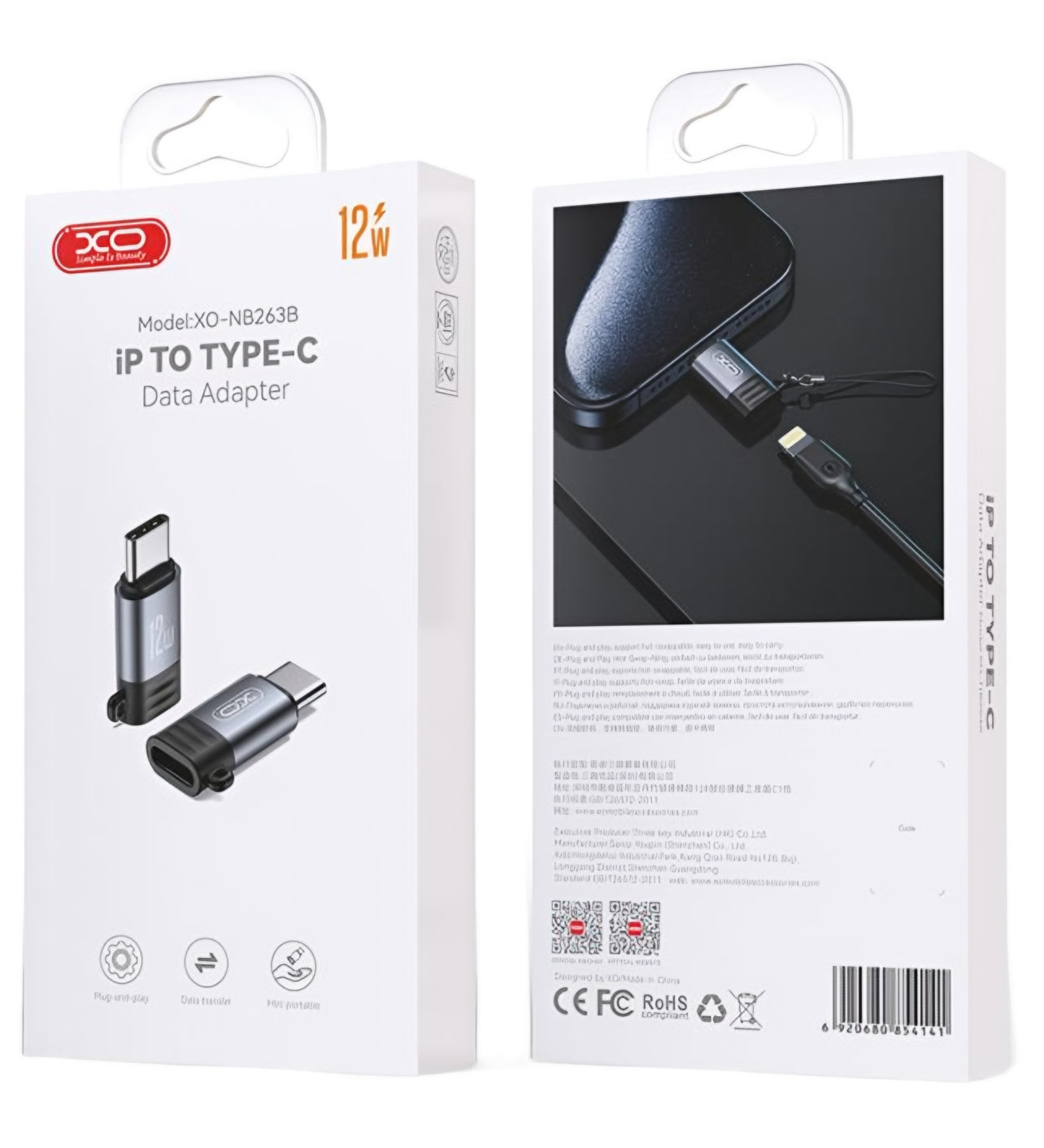 Adaptér na dáta a nabíjanie Lightning - USB-C XO Design NB263B, Čierny