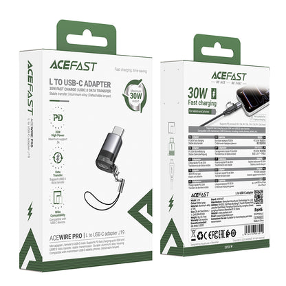 Adaptér pre dáta a nabíjanie Lightning - USB-C Acefast J19, Sivý