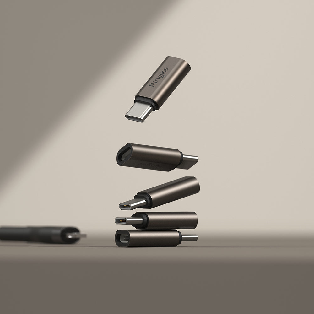 Adaptér pre dáta a nabíjanie Lightning - USB-C Ringke, Hnedý, Sada 2 kusy