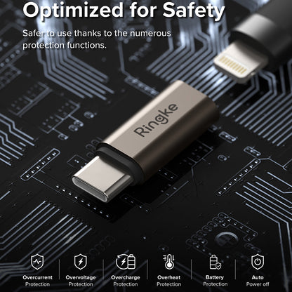 Adaptér pre dáta a nabíjanie Lightning - USB-C Ringke, Hnedý, Sada 2 kusy