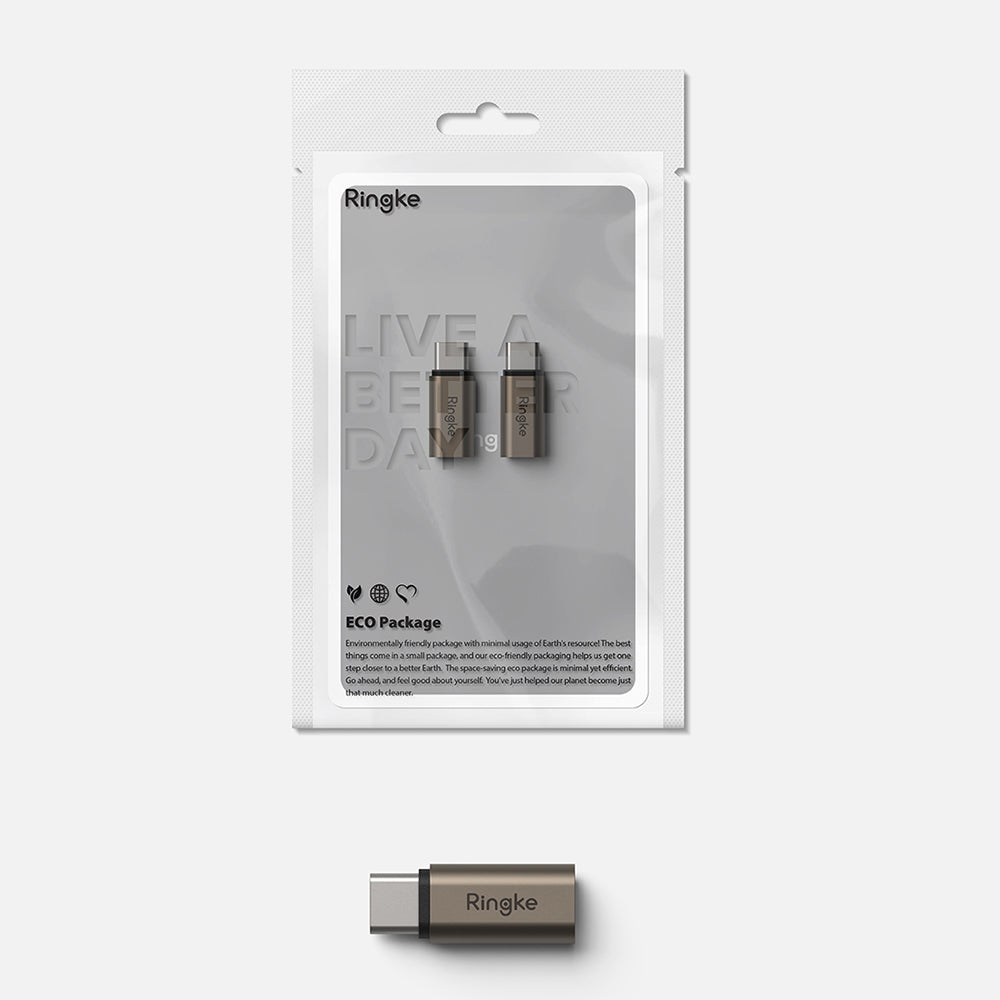 Adaptér pre dáta a nabíjanie Lightning - USB-C Ringke, Hnedý, Sada 2 kusy