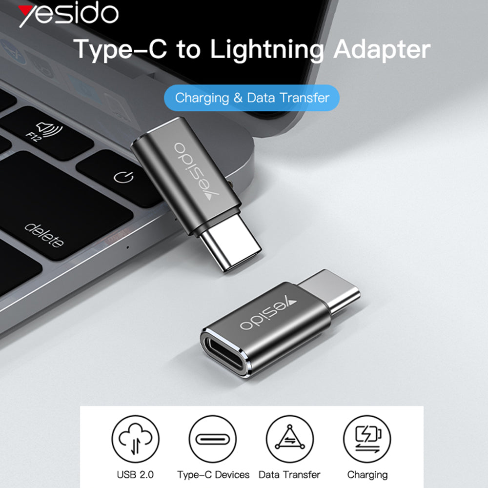 Adaptér na dáta a nabíjanie Lightning - USB-C Yesido GS22, Sivý