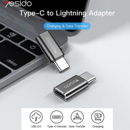Adaptér na dáta a nabíjanie Lightning - USB-C Yesido GS22, Sivý