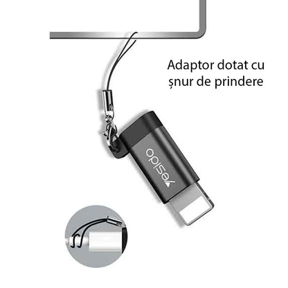 Adaptér pre dáta a nabíjanie microUSB - Lightning Yesido GS05, čierny