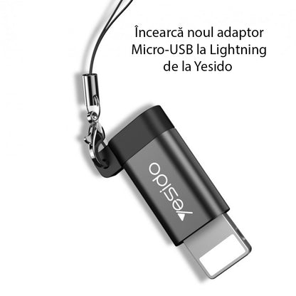 Adaptér pre dáta a nabíjanie microUSB - Lightning Yesido GS05, čierny