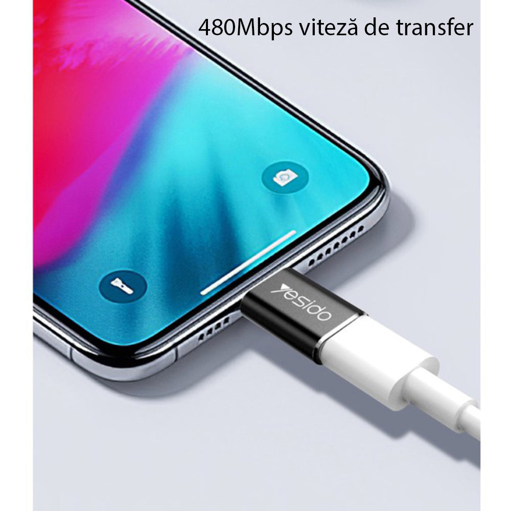 Adaptér pre dáta a nabíjanie microUSB - Lightning Yesido GS05, čierny