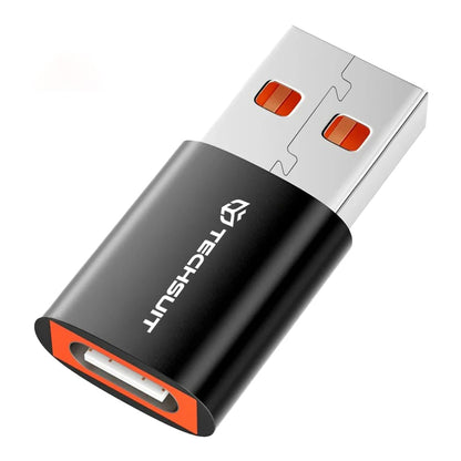 Adaptér pre dáta a nabíjanie USB-C - USB-A Techsuit A5 HyperPort, Čierno Oranžový