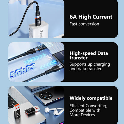 Adaptér pre dáta a nabíjanie USB-C - USB-A Techsuit A5 HyperPort, Čierno Oranžový