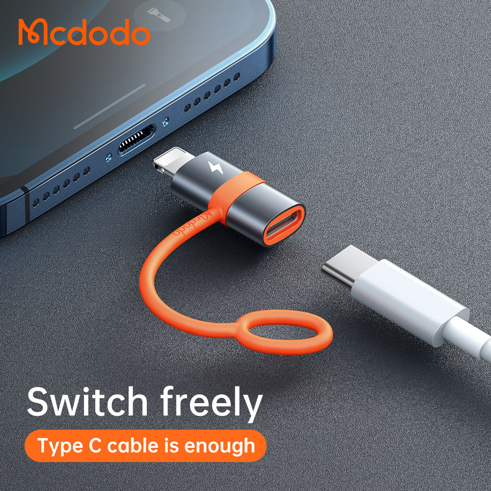 Adaptér na dáta a nabíjanie USB-C - Lightning McDodo OT-0510, Sivý
