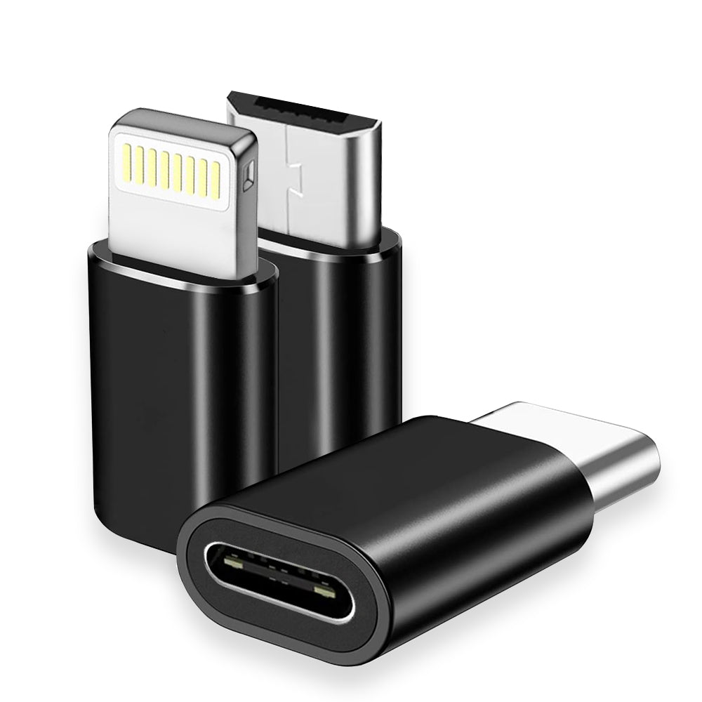 Adaptér na dáta a nabíjanie USB-C - Lightning / microUSB / USB-A Techsuit A19 TriFlashX 3v1, čierny