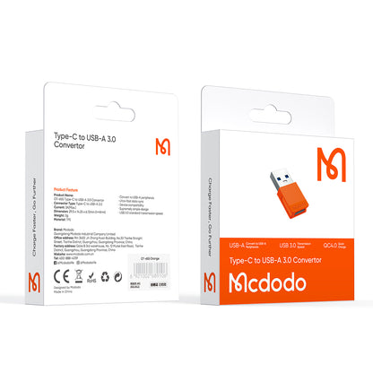 Adaptér na dáta a nabíjanie USB-C - USB-A McDodo OT-6550, Oranžový