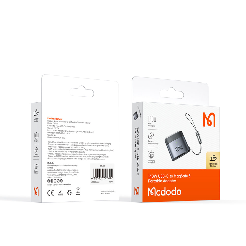 Adaptér na nabíjanie USB-C - MagSafe 3 McDodo OT-6850, čierny