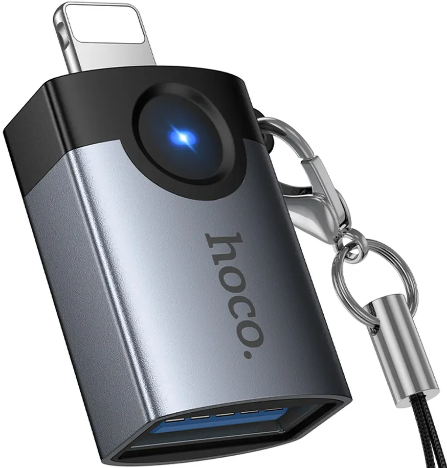 Adaptér OTG Lightning - USB-A HOCO UA46, Sivý