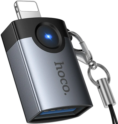 Adaptér OTG Lightning - USB-A HOCO UA46, Sivý