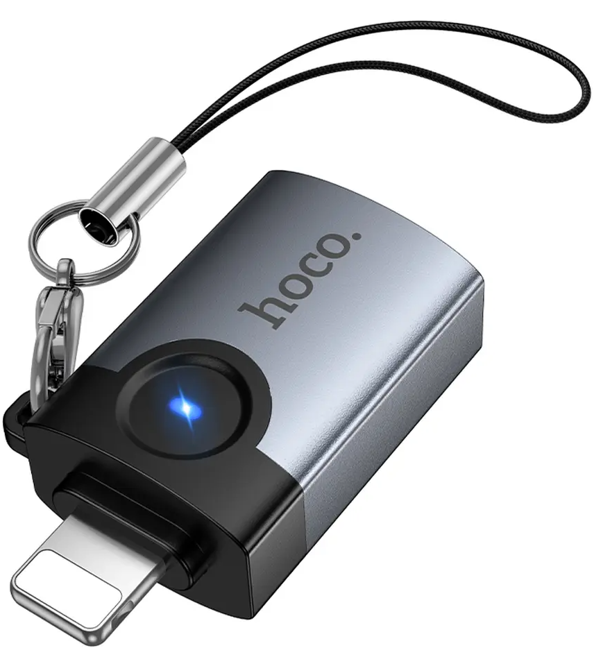Adaptér OTG Lightning - USB-A HOCO UA46, Sivý