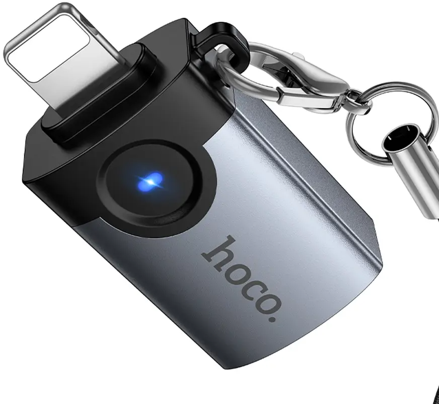 Adaptér OTG Lightning - USB-A HOCO UA46, Sivý