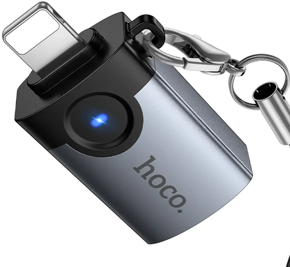 Adaptér OTG Lightning - USB-A HOCO UA46, Sivý