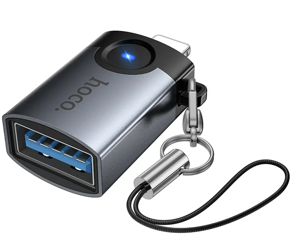 Adaptér OTG Lightning - USB-A HOCO UA46, Sivý