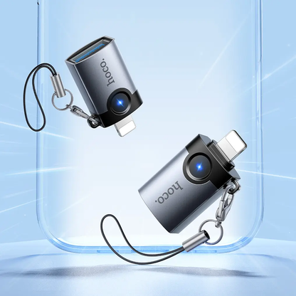 Adaptér OTG Lightning - USB-A HOCO UA46, Sivý
