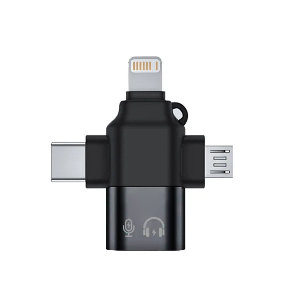 Adaptér OTG Lightning / microUSB / USB-C - USB-A Techsuit A17 SoundVoltX, Čierny