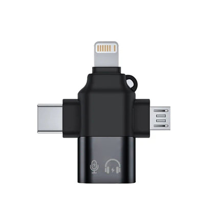 Adaptér OTG Lightning / microUSB / USB-C - USB-A Techsuit A17 SoundVoltX, Čierny
