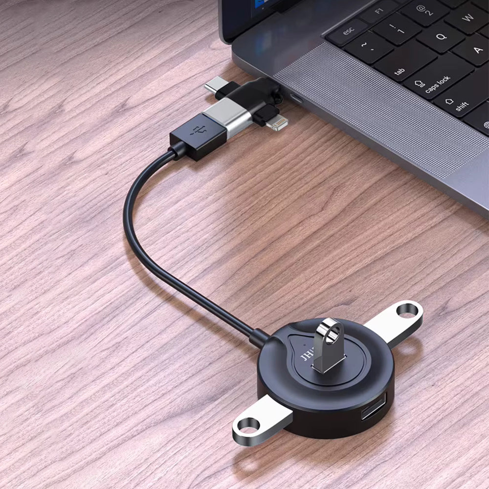Adaptér OTG Lightning / microUSB / USB-C - USB-A Techsuit A17 SoundVoltX, Čierny