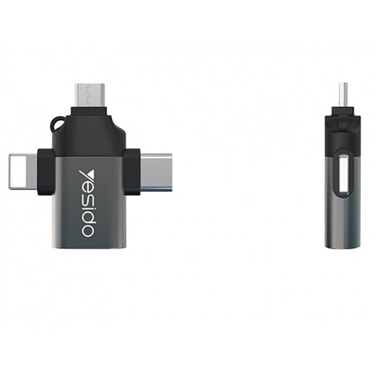 Adaptér OTG Lightning / microUSB / USB-C - USB-A Yesido GS15, čierny