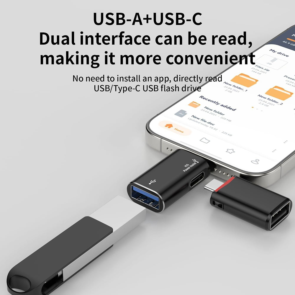 Adaptér OTG Lightning - USB-A Techsuit A18 AluVoltX, Čierny
