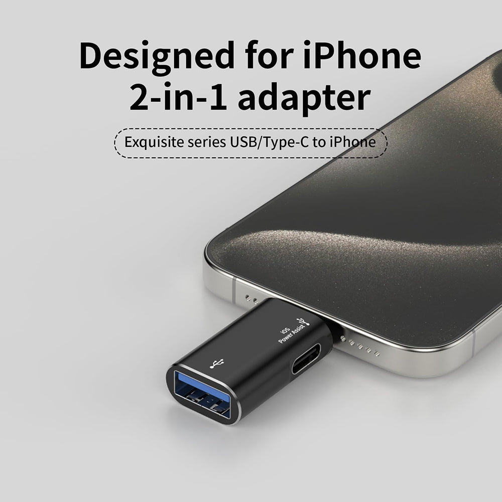 Adaptér OTG Lightning - USB-A Techsuit A18 AluVoltX, Čierny