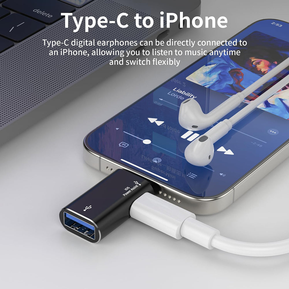 Adaptér OTG Lightning - USB-A Techsuit A18 AluVoltX, Čierny