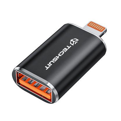 Adaptér OTG Lightning - USB-A Techsuit A6 HyperPort, Čierno Oranžový