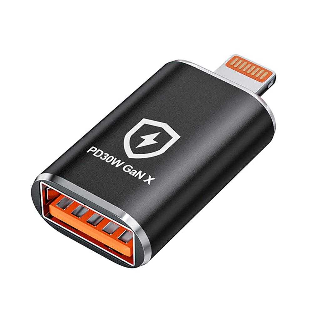 Adaptér OTG Lightning - USB-A Techsuit A6 HyperPort, Čierno Oranžový