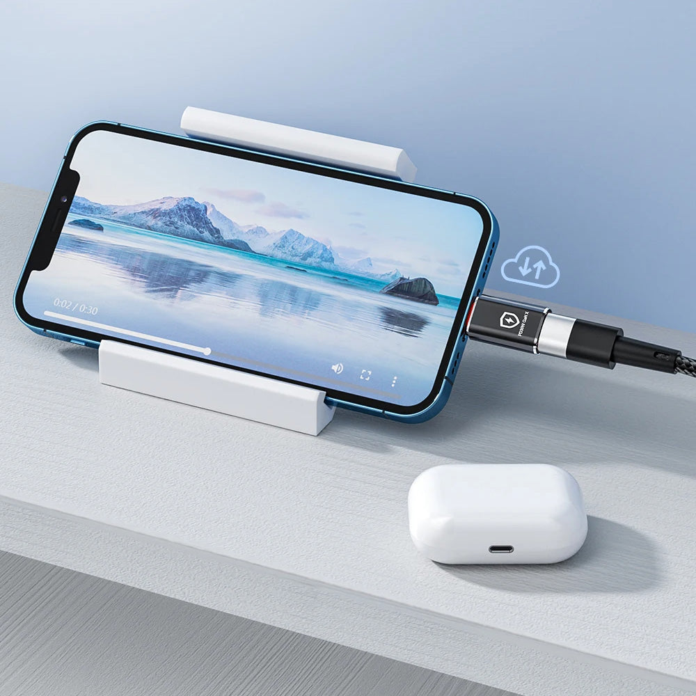 Adaptér OTG Lightning - USB-A Techsuit A6 HyperPort, Čierno Oranžový