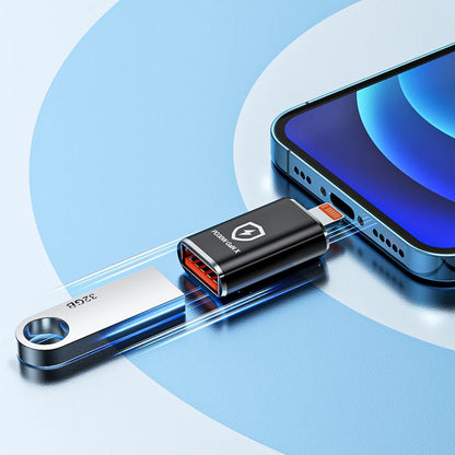 Adaptér OTG Lightning - USB-A Techsuit A6 HyperPort, Čierno Oranžový