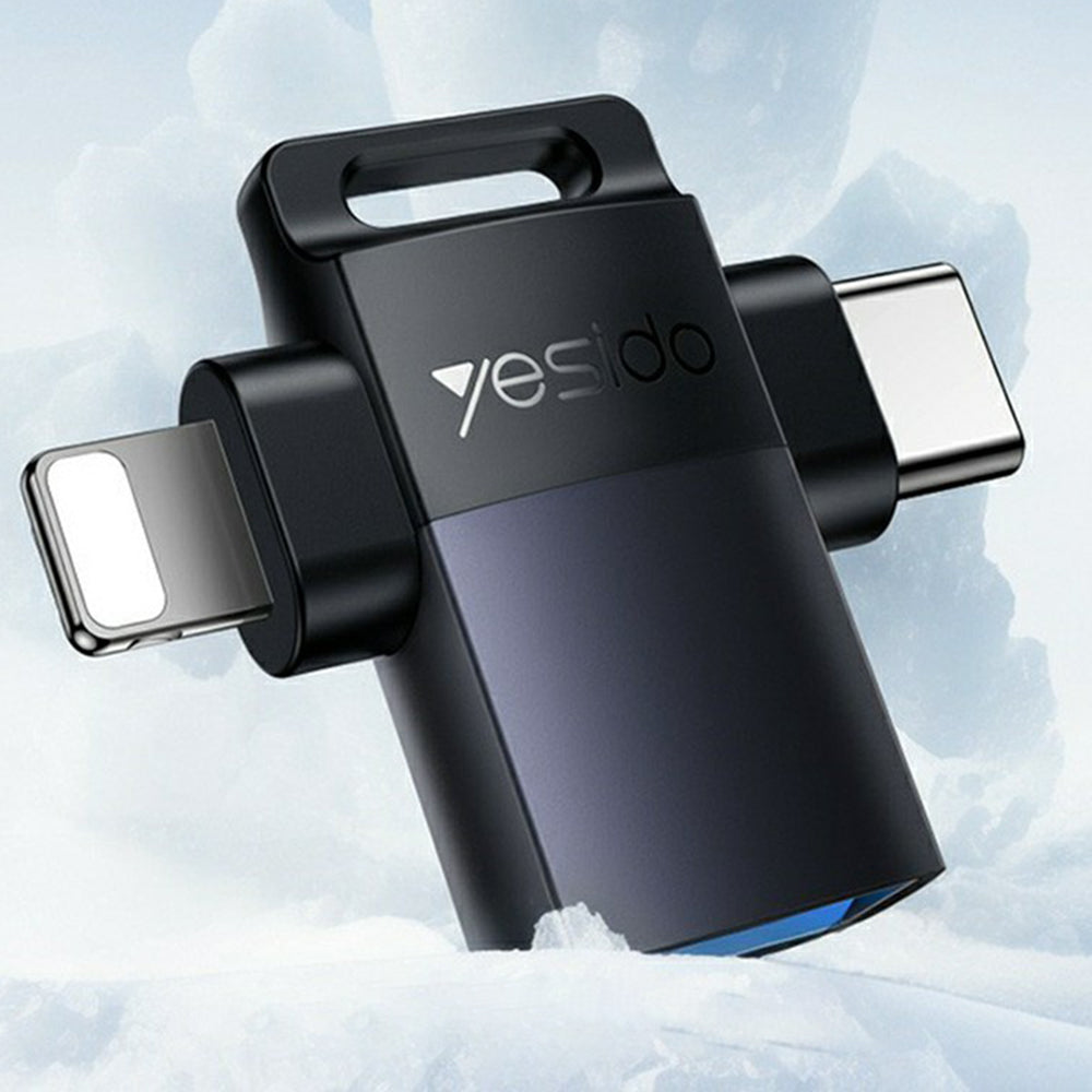 Adaptér OTG Lightning / USB-C - USB-A Yesido GS35, Sivý