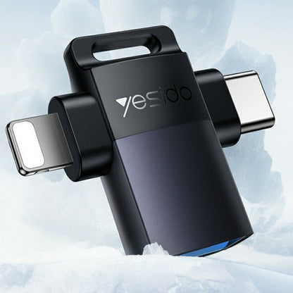 Adaptér OTG Lightning / USB-C - USB-A Yesido GS35, Sivý