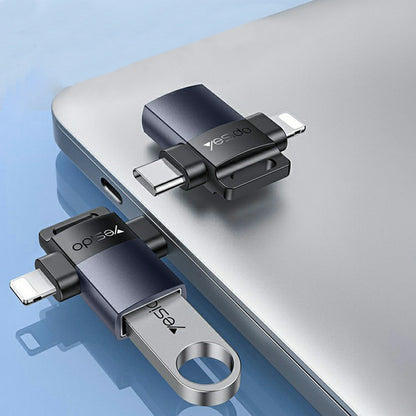 Adaptér OTG Lightning / USB-C - USB-A Yesido GS35, Sivý