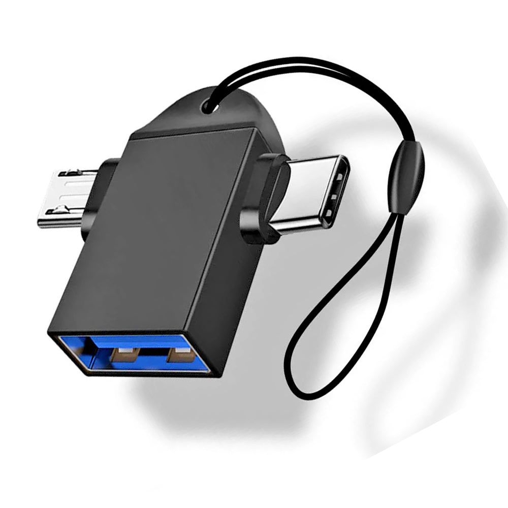 Adaptér OTG microUSB / USB-C - USB-A Techsuit A16 TwoVoltX, čierny