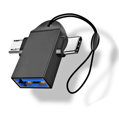 Adaptér OTG microUSB / USB-C - USB-A Techsuit A16 TwoVoltX, čierny