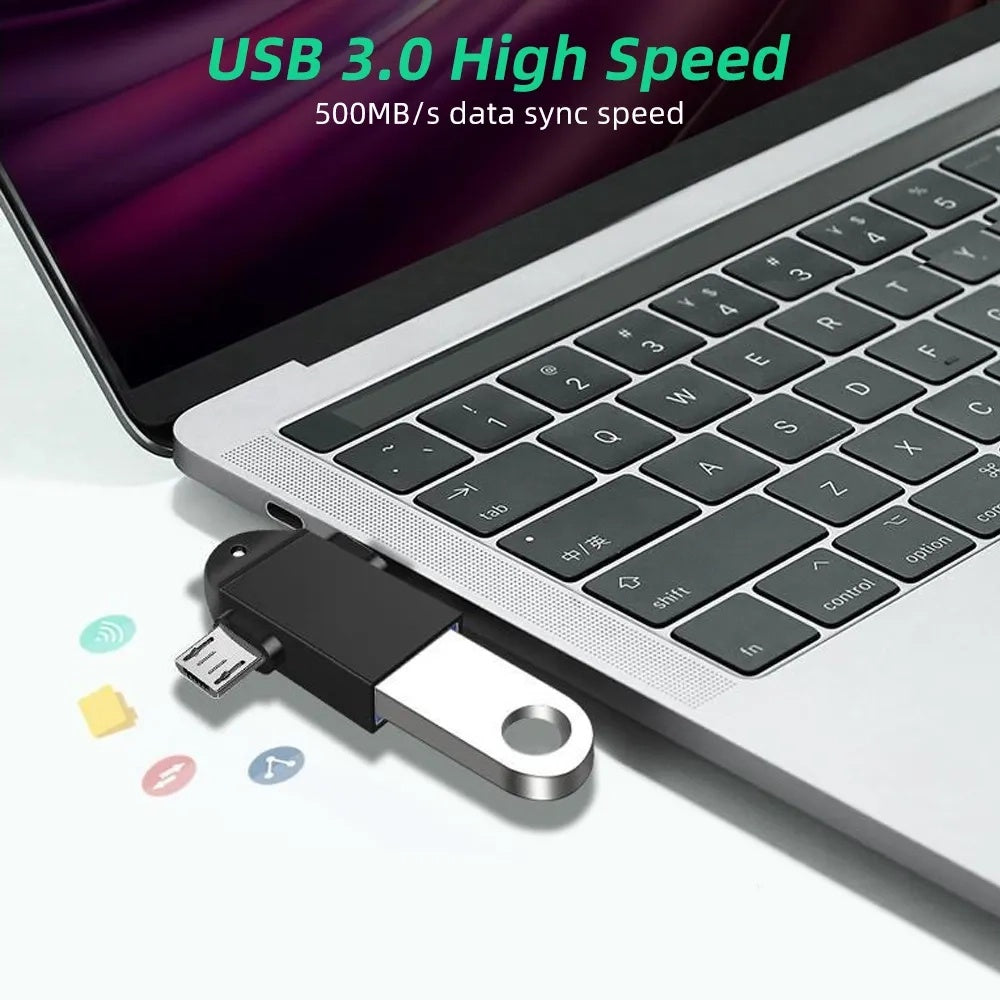 Adaptér OTG microUSB / USB-C - USB-A Techsuit A16 TwoVoltX, čierny