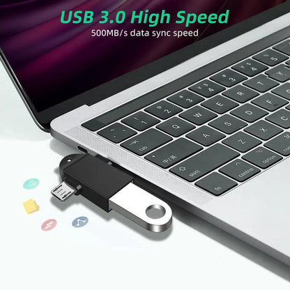 Adaptér OTG microUSB / USB-C - USB-A Techsuit A16 TwoVoltX, čierny