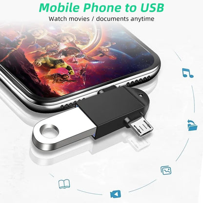 Adaptér OTG microUSB / USB-C - USB-A Techsuit A16 TwoVoltX, čierny