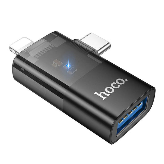 Adaptér OTG Lightning / USB-C - USB-A HOCO UA36E, Čierny
