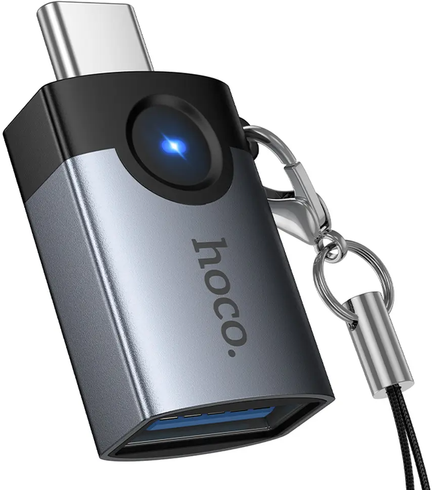OTG adaptér USB-C - USB-A HOCO UA46C, sivý